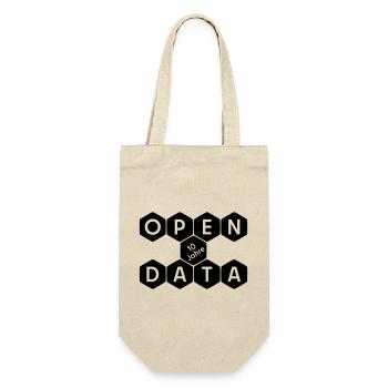 Open Data 10 Jahre Jubiläum (dunkel) - Geschenkbeutel für Flaschen - Natur - Vorne