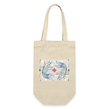 Poisson koi dans le motif des vagues bleues au Japon koi - Sac à bouteille - nature - Devant