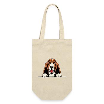 Basset-Hound_Hund_mit_Pfoten_farbig - Geschenkbeutel für Flaschen - Natur - Vorne