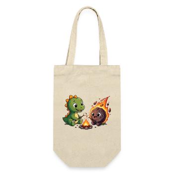 Little dino at the campfire - Gift Bag for Bottles - nature - Front