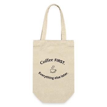 Café d’abord | Design minimaliste pour amateurs de café - Sac à bouteille - nature - Devant