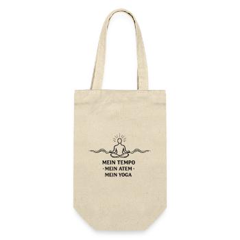Mein Tempo Mein Atem Mein Yoga - - Geschenkbeutel für Flaschen - Natur - Vorne
