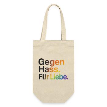 Gegen Hass Für Liebe für Frauen & Männer CSD - Geschenkbeutel für Flaschen - Natur - Vorne