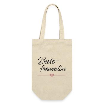 Beste Freundin Herz Geschenk Freundschaft - Geschenkbeutel für Flaschen - Natur - Vorne