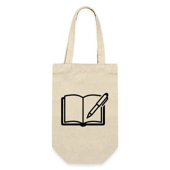 Offenes Buch Kugelschreiber Logo - Geschenkbeutel für Flaschen - Natur - Vorne