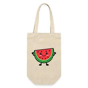 Lächelnde Wassermelonenscheibe Cheer - Geschenkbeutel für Flaschen - Natur - Vorne