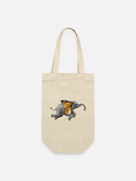 Fliegender Elefant - Geschenkbeutel für Flaschen - Natur