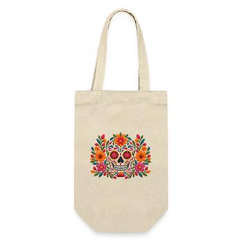Floral Sugar Skull Burst - Geschenkbeutel für Flaschen - Natur - Vorne