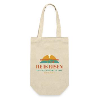 He Is Risen – Easter Christian Matthew 28:6 - Geschenkbeutel für Flaschen - Natur - Vorne