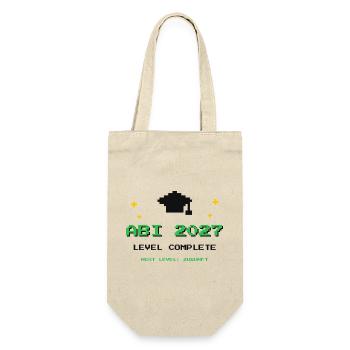 Abi 2027 – Level Complete Abitur Gamer Shirt - Geschenkbeutel für Flaschen - Natur - Vorne