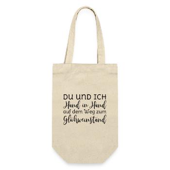 Glühwein - Du und ich Hand in Hand Glühweinstand - Geschenkbeutel für Flaschen - Natur - Vorne