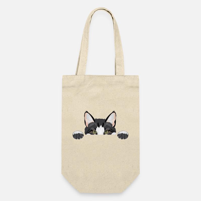 Peeping lustige Katze - Geschenkbeutel für Flaschen - Natur