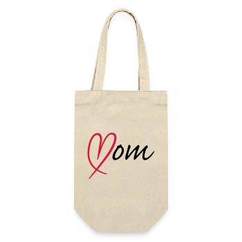 Mom Herz - Geschenkbeutel für Flaschen - Natur - Vorne