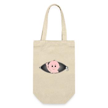 Child coming out of a zippered pocket - Gift Bag for Bottles - nature - Front