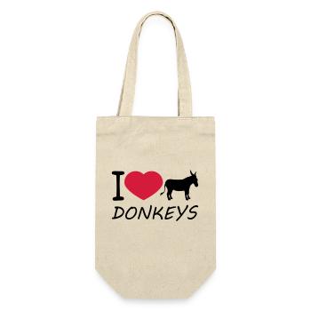 text i love liebe herz esel pferd pony klein packe - Geschenkbeutel für Flaschen - Natur - Vorne