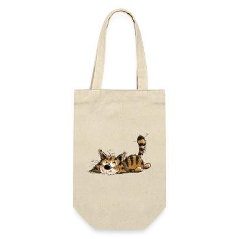 Freche Kleine Black Tabby Katze - Geschenkbeutel für Flaschen - Natur - Vorne