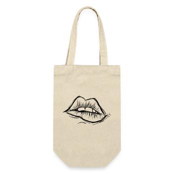 Sexy Lippen, zum verlieben, Geschenkidee - Geschenkbeutel für Flaschen - Natur - Vorne