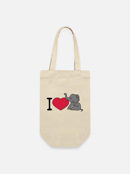elefant i love liebe herz sitzend suess kalb klein - Geschenkbeutel für Flaschen - Natur