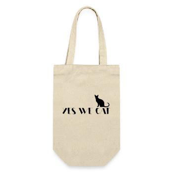 Yes We Cat lustiger Katzenspruch - Geschenkbeutel für Flaschen - Natur - Vorne