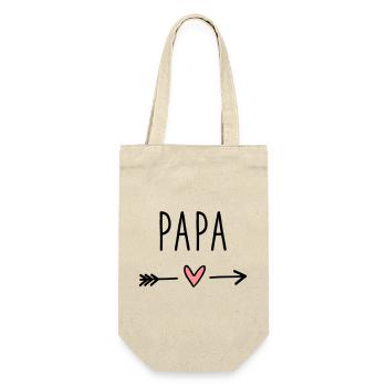 Papa Herz Pfeil Liebe Vatertag Geschenk - Geschenkbeutel für Flaschen - Natur - Vorne