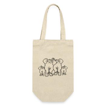 elefanten familie liebe paar paerchen 2 baby kind - Geschenkbeutel für Flaschen - Natur - Vorne