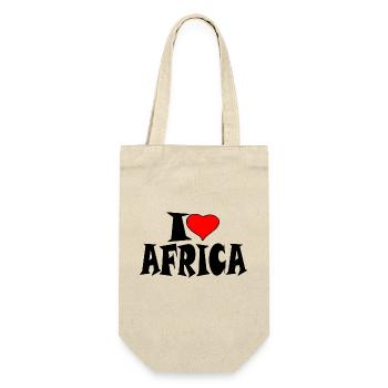 Africa - I Love Africa - Ich Liebe Afrika - Geschenkbeutel für Flaschen - Natur - Vorne