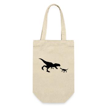fight raptor silhouette black outline t-rex carniv - Gift Bag for Bottles - nature - Front