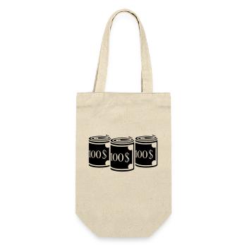 Drei 100 Dollar - Geschenkbeutel für Flaschen - Natur - Vorne