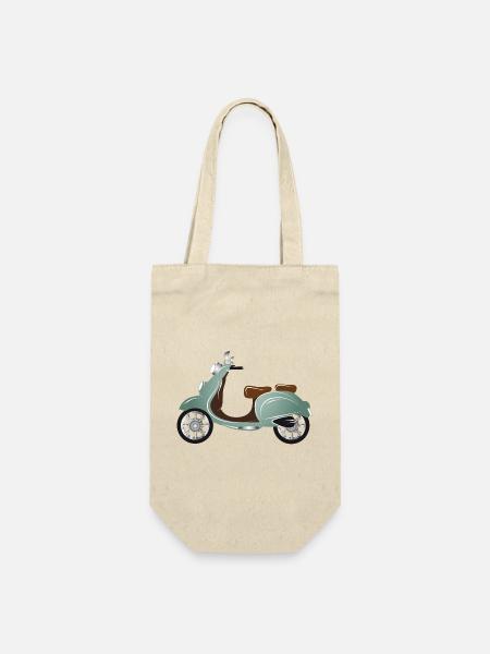 Ein Vintage Motorroller mit Retro Lackierung - Geschenkbeutel für Flaschen - Natur