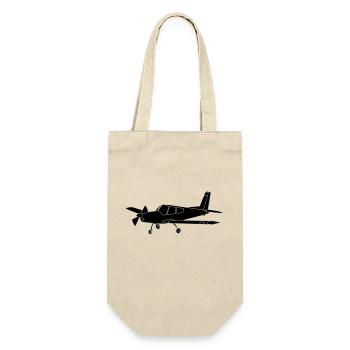 Flugzeug Pilot Flieger Motorflugzeug Motorflieger - Geschenkbeutel für Flaschen - Natur - Vorne