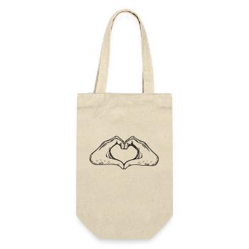 Hand und Herz Vector - Geschenkbeutel für Flaschen - Natur - Vorne