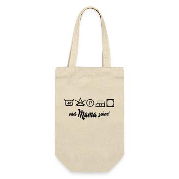 Wäsche waschen oder Mama geben - Geschenkbeutel für Flaschen - Natur - Vorne