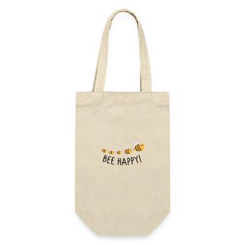 Bee happy - Geschenkbeutel für Flaschen - Natur - Vorne