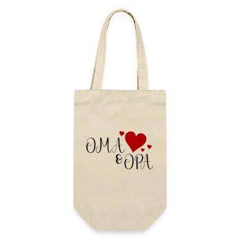 Oma und Opa Herz - Geschenkbeutel für Flaschen - Natur - Vorne