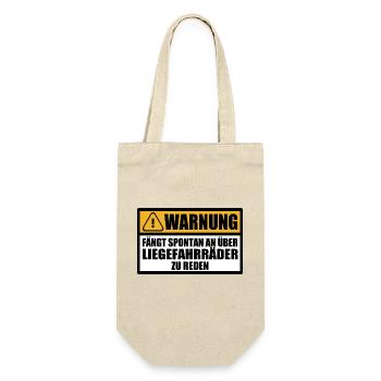 Liegerad Liegefahrrad Warnung Spruch Lustig - Geschenkbeutel für Flaschen - Natur - Vorne