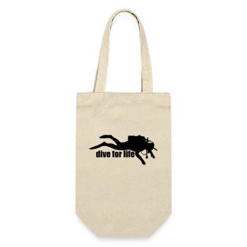 Diver Silhouette – Freediving Minimal Art - Geschenkbeutel für Flaschen - Natur - Vorne