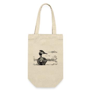 Vintage Haubentaucher schwimmend auf Fluss - Geschenkbeutel für Flaschen - Natur - Vorne