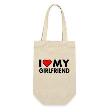 I love my girlfriend - Geschenkbeutel für Flaschen - Natur - Vorne