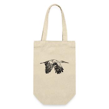 Fliegender vintage Storch im Flug - Geschenkbeutel für Flaschen - Natur - Vorne