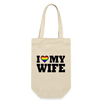 I love my wife - Geschenkbeutel für Flaschen - Natur - Vorne
