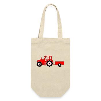 Tractor with trailer red - Gift Bag for Bottles - nature - Front