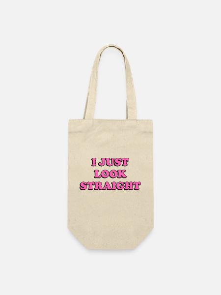 I Just Look Straight Funny Gay Pink - Geschenkbeutel für Flaschen - Natur