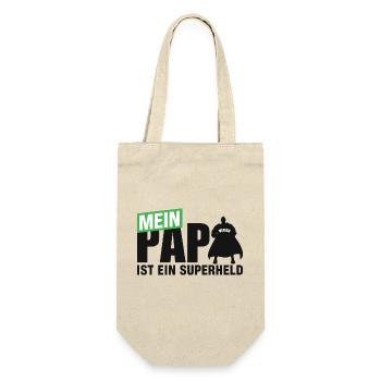Mein Papa ist ein Superheld - Geschenkbeutel für Flaschen - Natur - Vorne