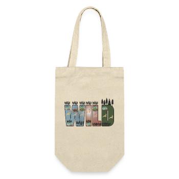 Wild, Wildnis, Wald, Bäume, Abenteuer, wandern - Geschenkbeutel für Flaschen - Natur - Vorne