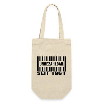 1961 geburtstag unbezahlbar barcode - Geschenkbeutel für Flaschen - Natur - Vorne