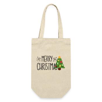 merry Christmas 28 - Geschenkbeutel für Flaschen - Natur - Vorne