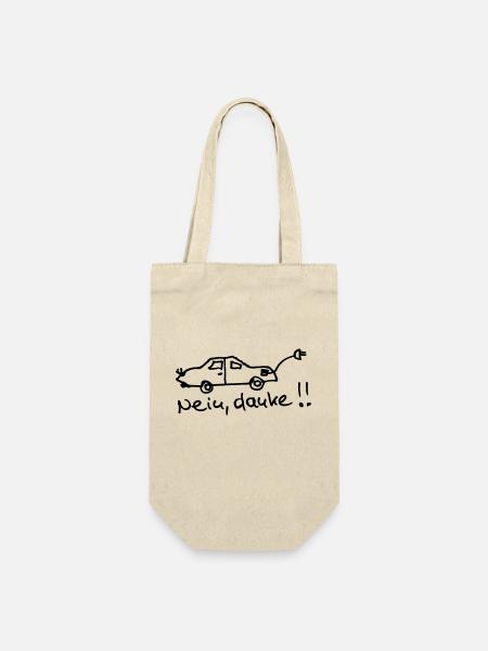 E Auto, nein danke! - Geschenkbeutel für Flaschen - Natur