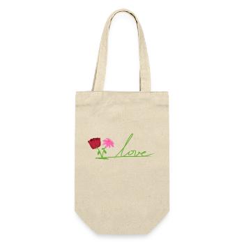 liebe zwei blumen rot pflanzen - Geschenkbeutel für Flaschen - Natur - Vorne