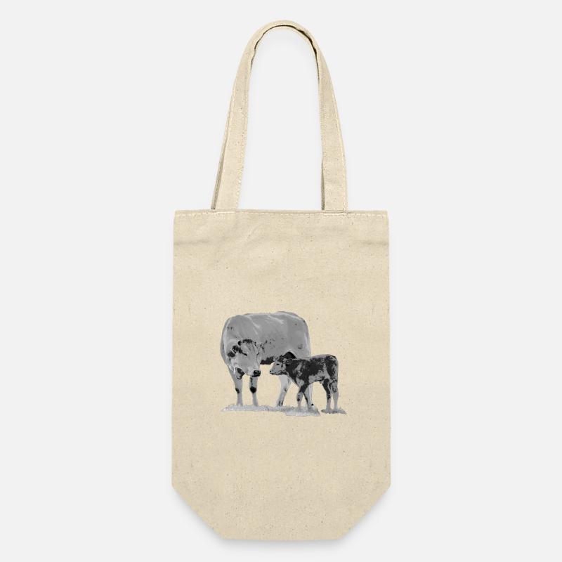 Vache avec veau - Sac à bouteille - nature