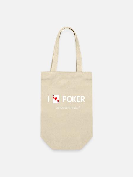I LOVE POKER - Geschenkbeutel für Flaschen - Natur